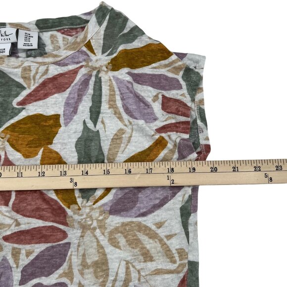 Nicole Miller Floral Print 100% Linen Sleeveless Top Multicolor Women's Size Med - Picture 4 of 6